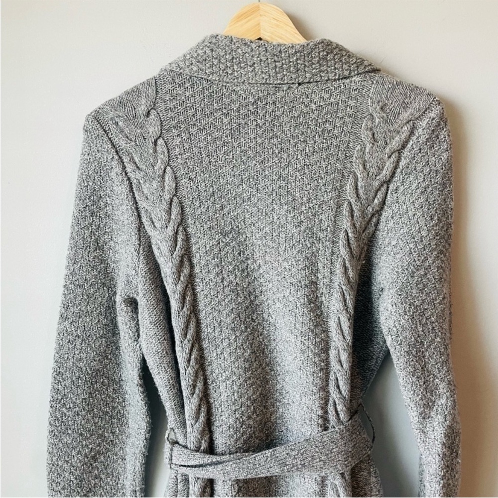 Pendleton Gray Belted Cable Knit Sweater Rare - image 4